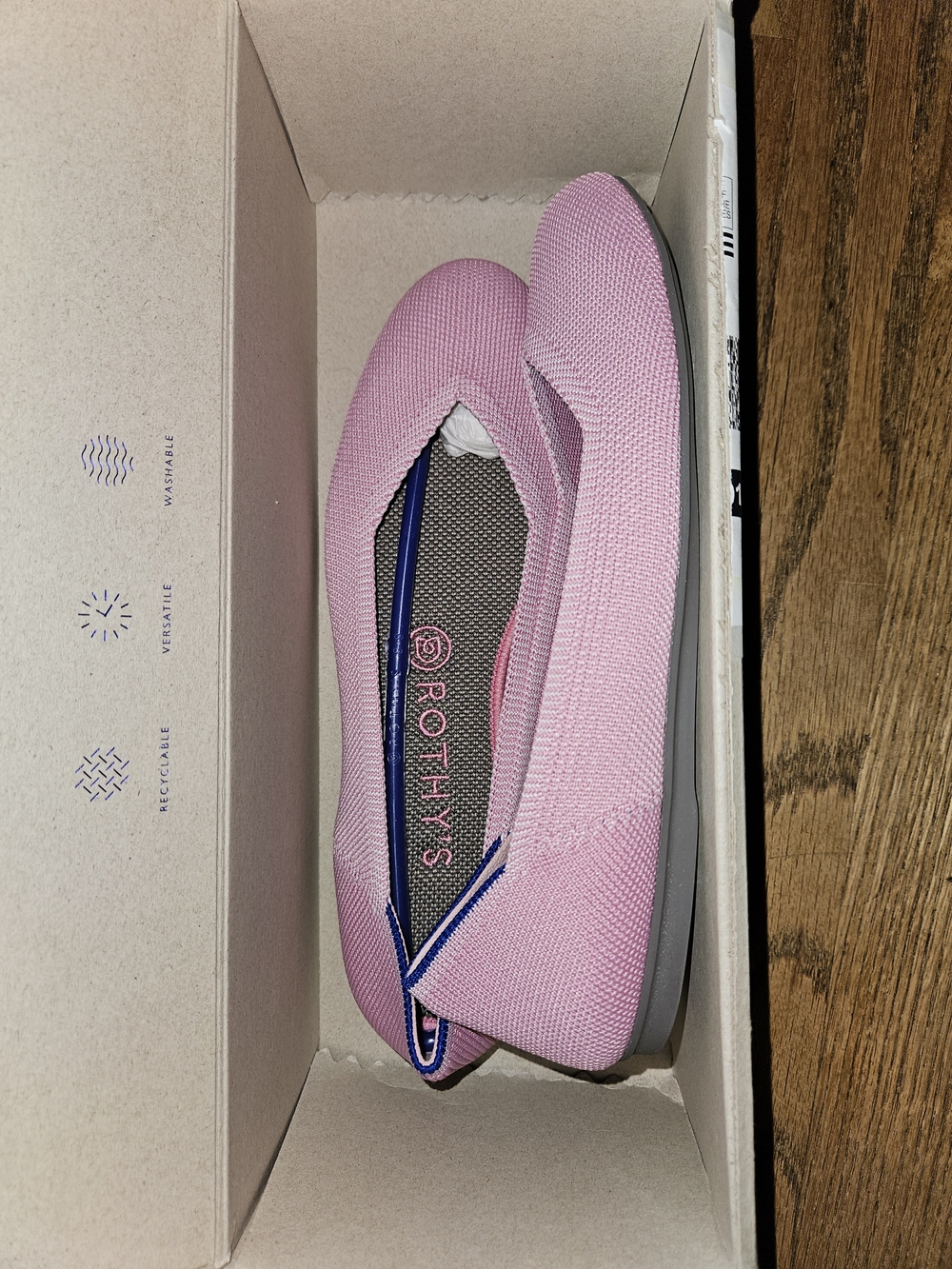 Rothy’s The Flat Pink Begonia Round Toe Slip On Flat Shoes Women's Size 8 - Picture 6 of 6